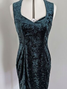 Frederick's of Hollywood Teal Crushed Velvet Midi Dress